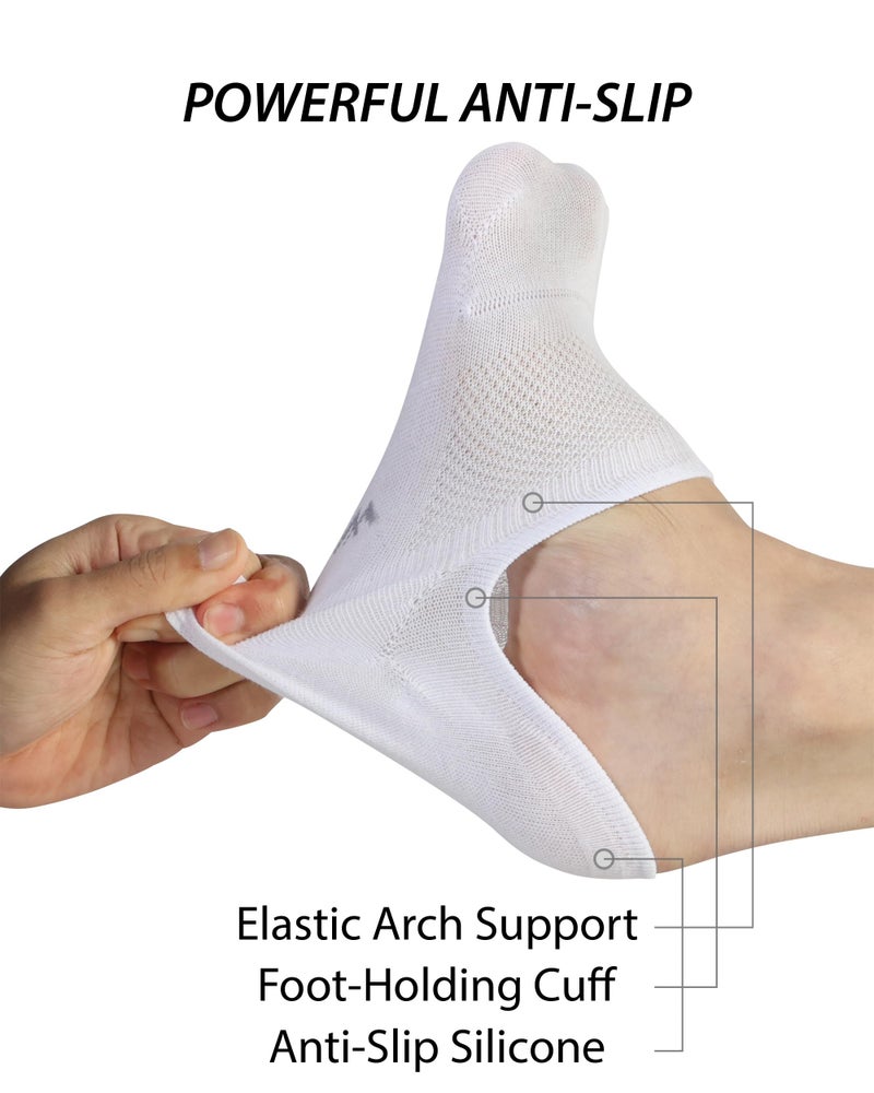 Pro Mountain Thin No Show Socks Women Seamless Wide Toe Box For Health Size S White 6 Pack Liner Thin Footies Casual Sneakers Loafer Flats US Shoe 6-8 - Image 2